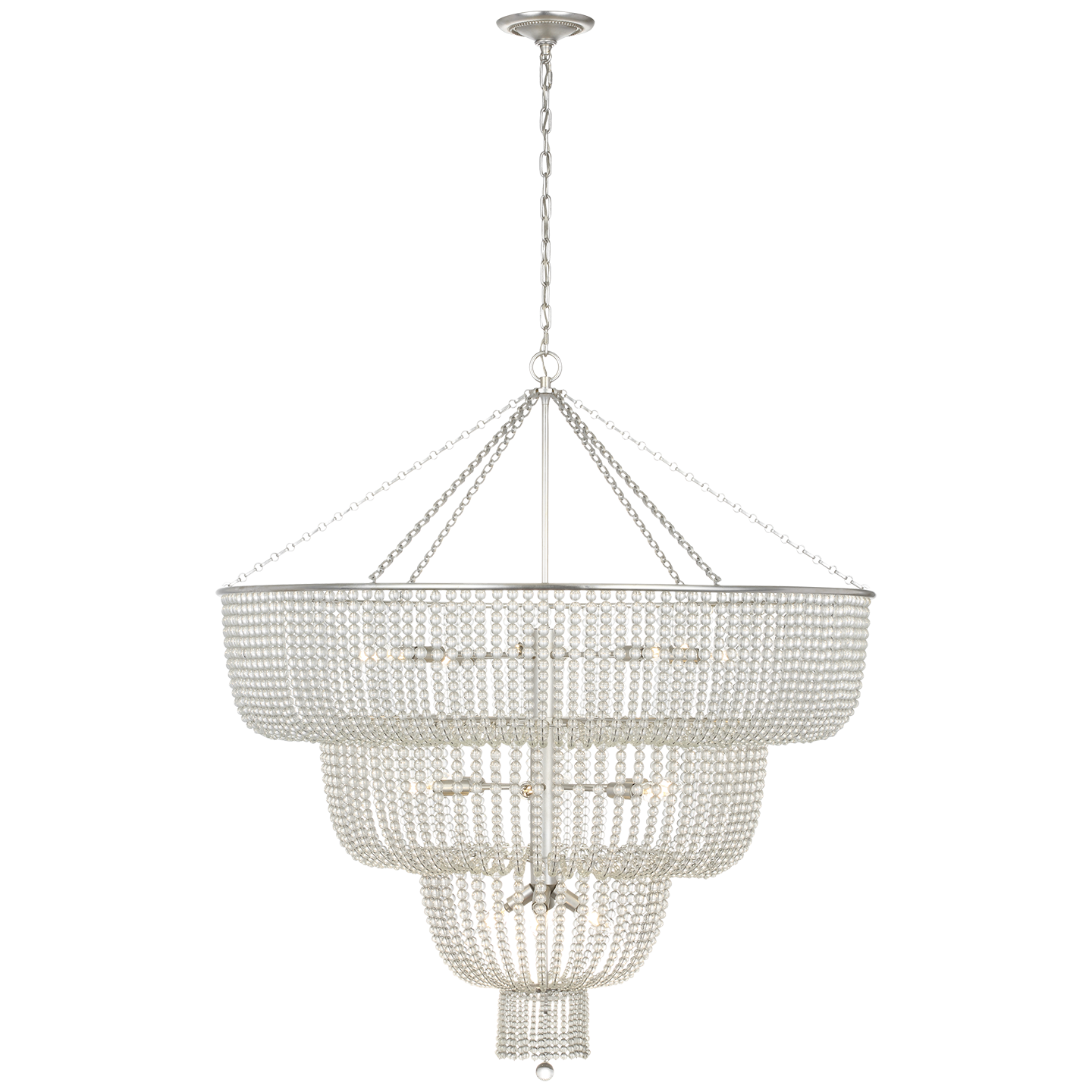 Jacqueline 46" Basket Chandelier | Burnished Silver Leaf | Clear Glass