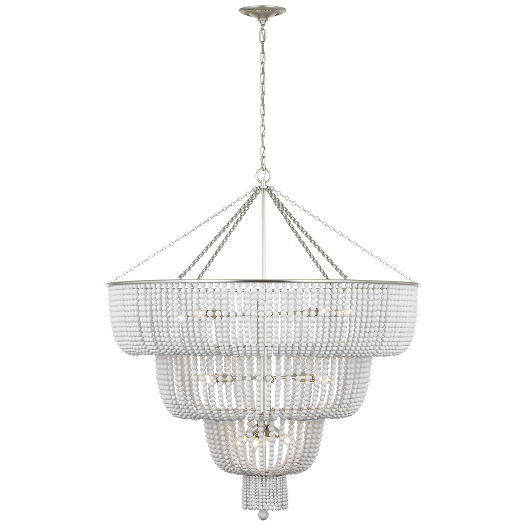 Jacqueline 46" Basket Chandelier | Burnished Silver Leaf | White Acrylic