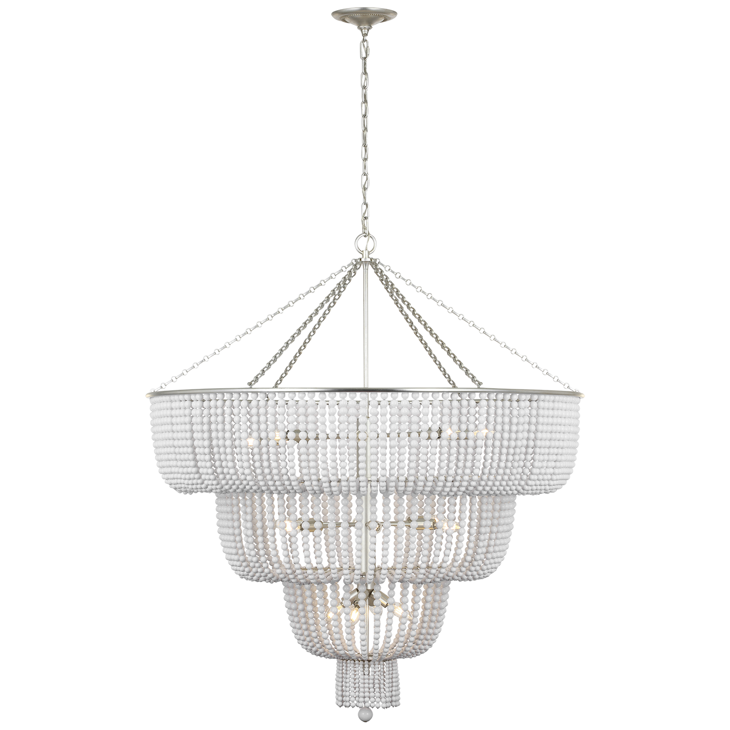 Jacqueline 46" Basket Chandelier | Burnished Silver Leaf | White Acrylic