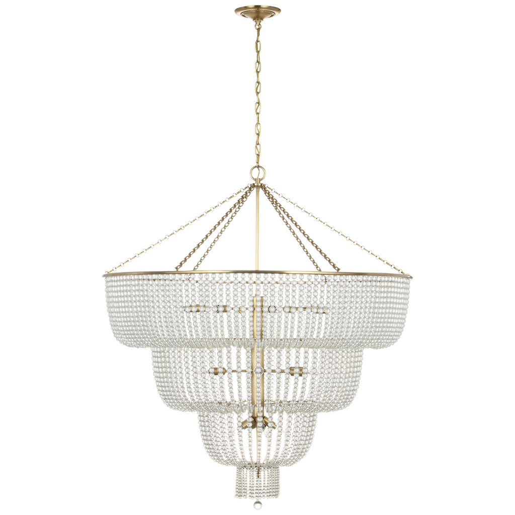 Jacqueline 46" Basket Chandelier | Hand-Rubbed Antique Brass | Clear Glass