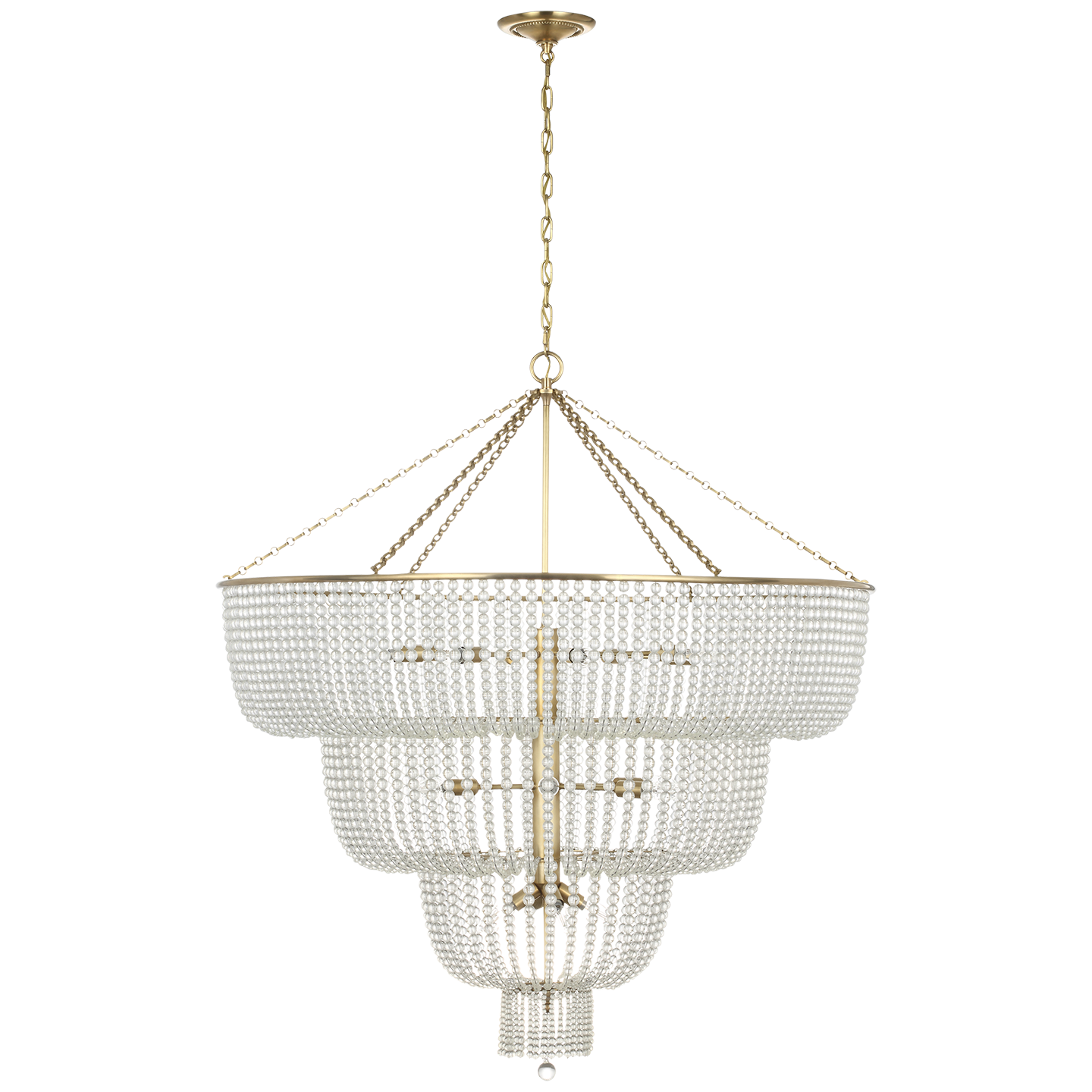 Jacqueline 46" Basket Chandelier | Hand-Rubbed Antique Brass | Clear Glass