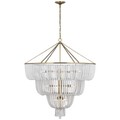 Jacqueline 46" Basket Chandelier | Hand-Rubbed Antique Brass | White Glass