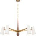 Olina 44" Chandelier | Hand-Rubbed Antique Brass and Mahogany | Linen Shades