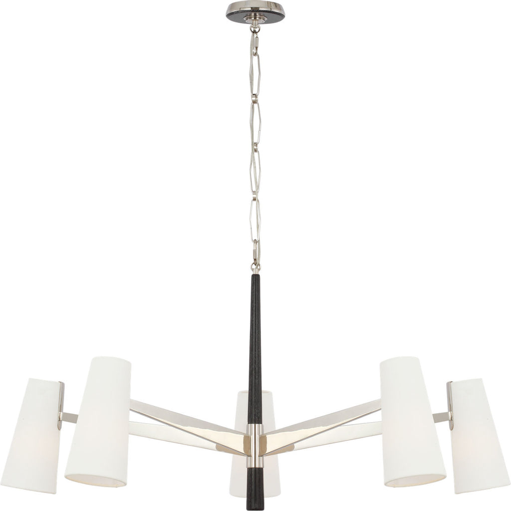 Olina 44" Chandelier | Polished Nickel and Ebony | Linen Shades