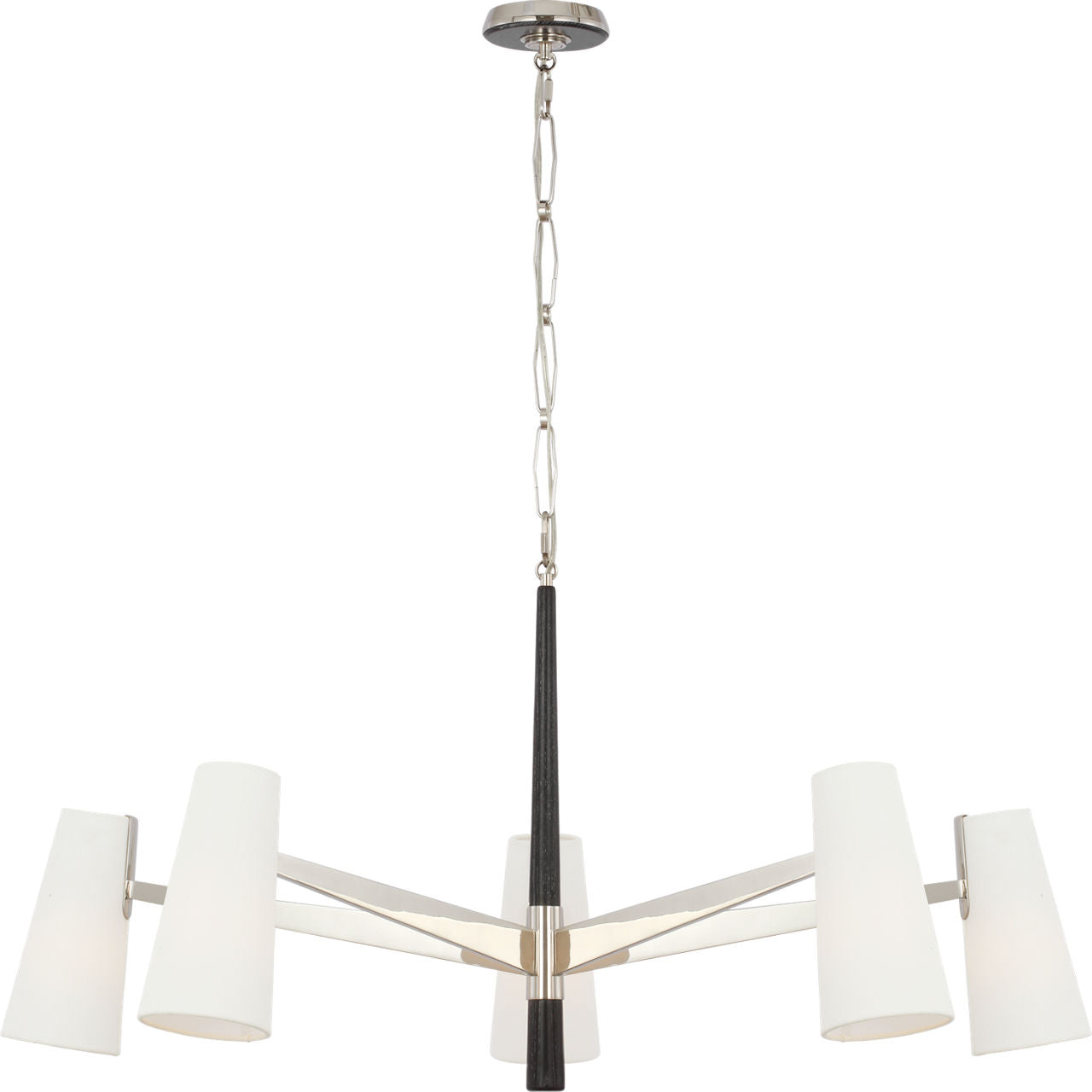 Olina 44" Chandelier | Polished Nickel and Ebony | Linen Shades