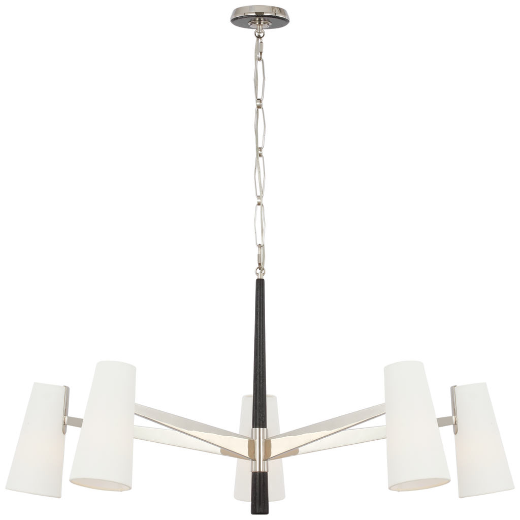 Olina 44" Chandelier | Polished Nickel and Ebony | Linen Shades