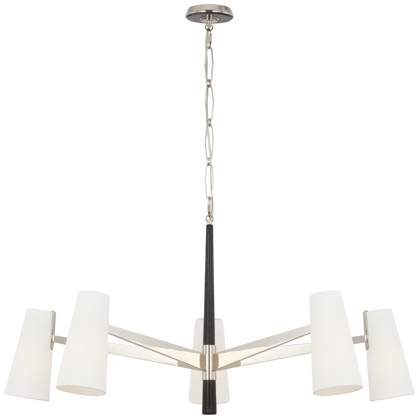 Olina 44" Chandelier | Polished Nickel and Ebony | Linen Shades