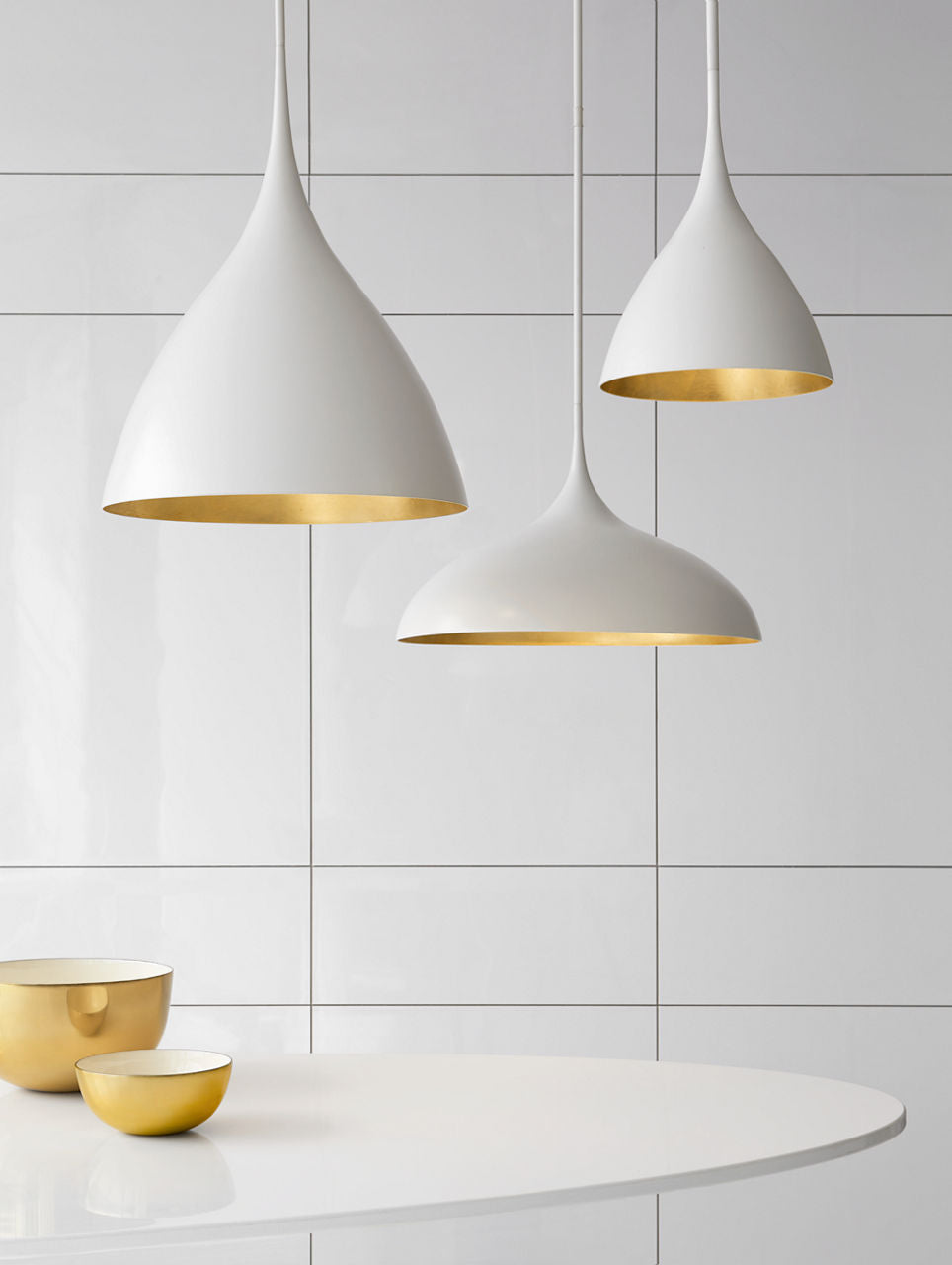 Agnes Small Pendant | Plaster White | Gild Interior