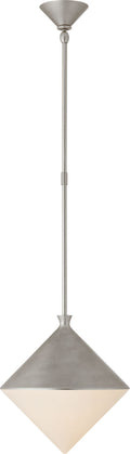 Sarnen Small Pendant | Burnished Silver Leaf | White Glass