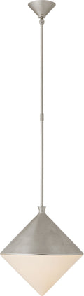 Sarnen Medium Pendant | Burnished Silver Leaf | White Glass