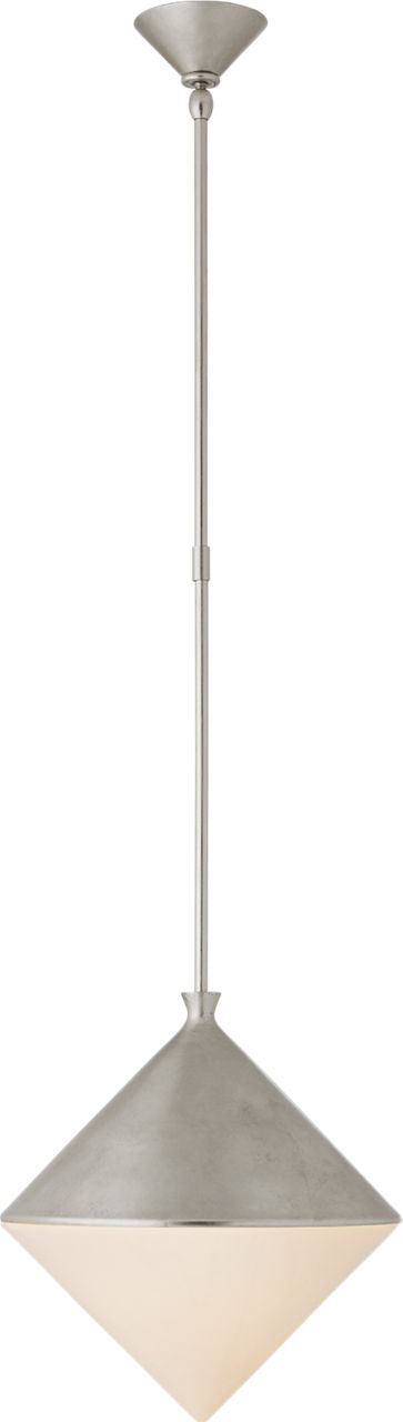 Sarnen Medium Pendant | Burnished Silver Leaf | White Glass