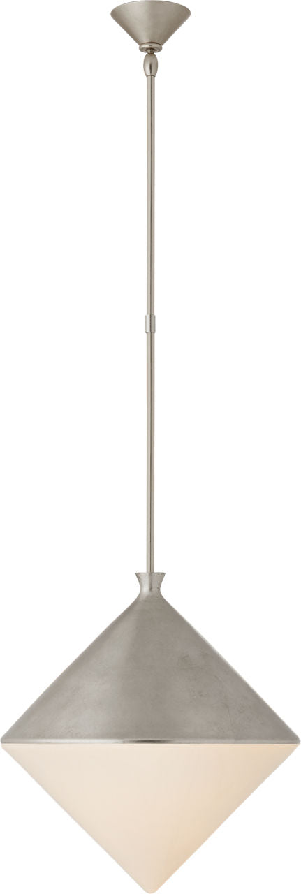 Sarnen Large Pendant | Burnished Silver Leaf | White Glass