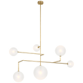 Linnea 59" Chandelier | Hand-Rubbed Antique Brass | Soft Etched Glass