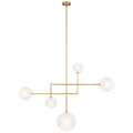 Linnea 57" Chandelier | Hand-Rubbed Antique Brass | Soft Etched Glass