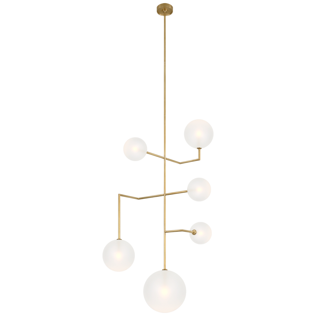 Linnea 26" Entry Chandelier | Hand-Rubbed Antique Brass | Soft Etched Glass
