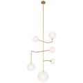 Linnea 26" Entry Chandelier | Hand-Rubbed Antique Brass | Soft Etched Glass
