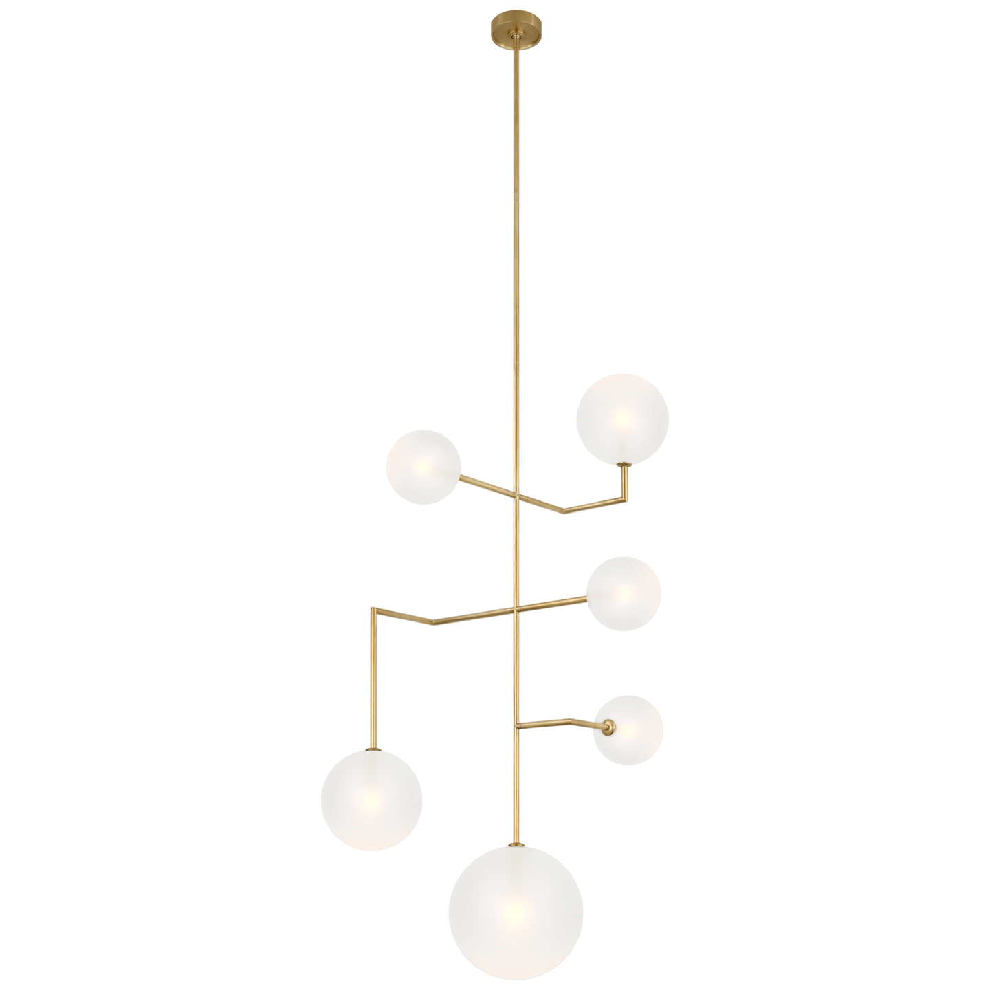 Linnea 26" Entry Chandelier | Hand-Rubbed Antique Brass | Soft Etched Glass