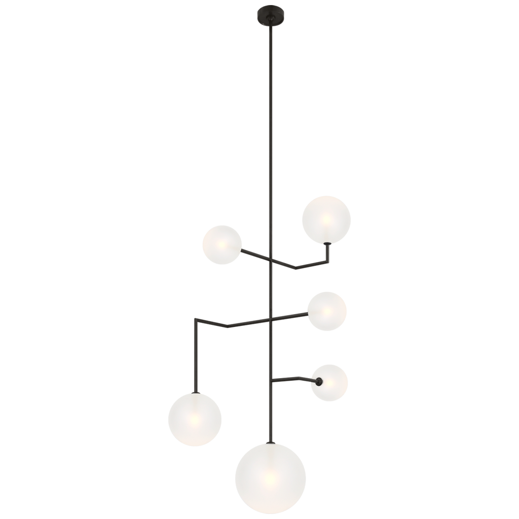 Linnea 26" Entry Chandelier | Modern Iron | Soft Etched Glass