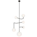 Linnea 26" Entry Chandelier | Modern Iron | Soft Etched Glass