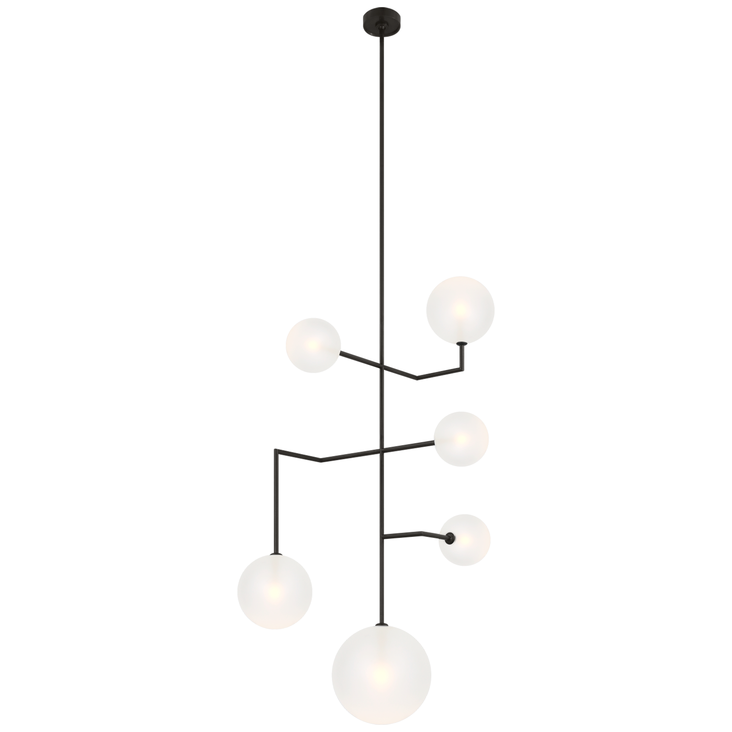 Linnea 26" Entry Chandelier | Modern Iron | Soft Etched Glass
