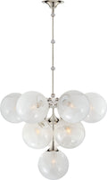 Cristol Tiered Chandelier | Polished Nickel | White Strie Glass