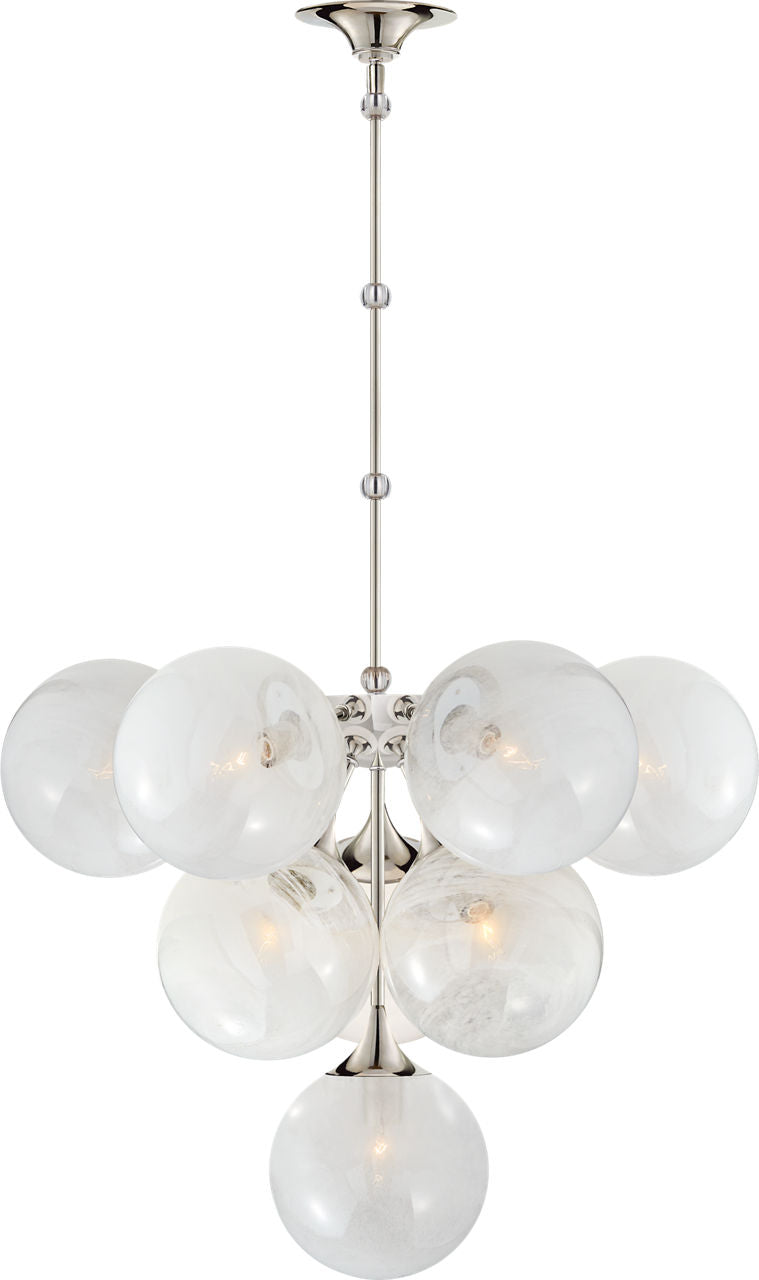Cristol Tiered Chandelier | Polished Nickel | White Strie Glass
