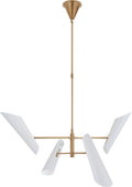 Franca Small Pivoting Chandelier | Hand-Rubbed Antique Brass | White Shades