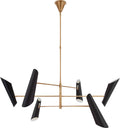 Franca Large Pivoting Chandelier | Hand-Rubbed Antique Brass | Black Shades