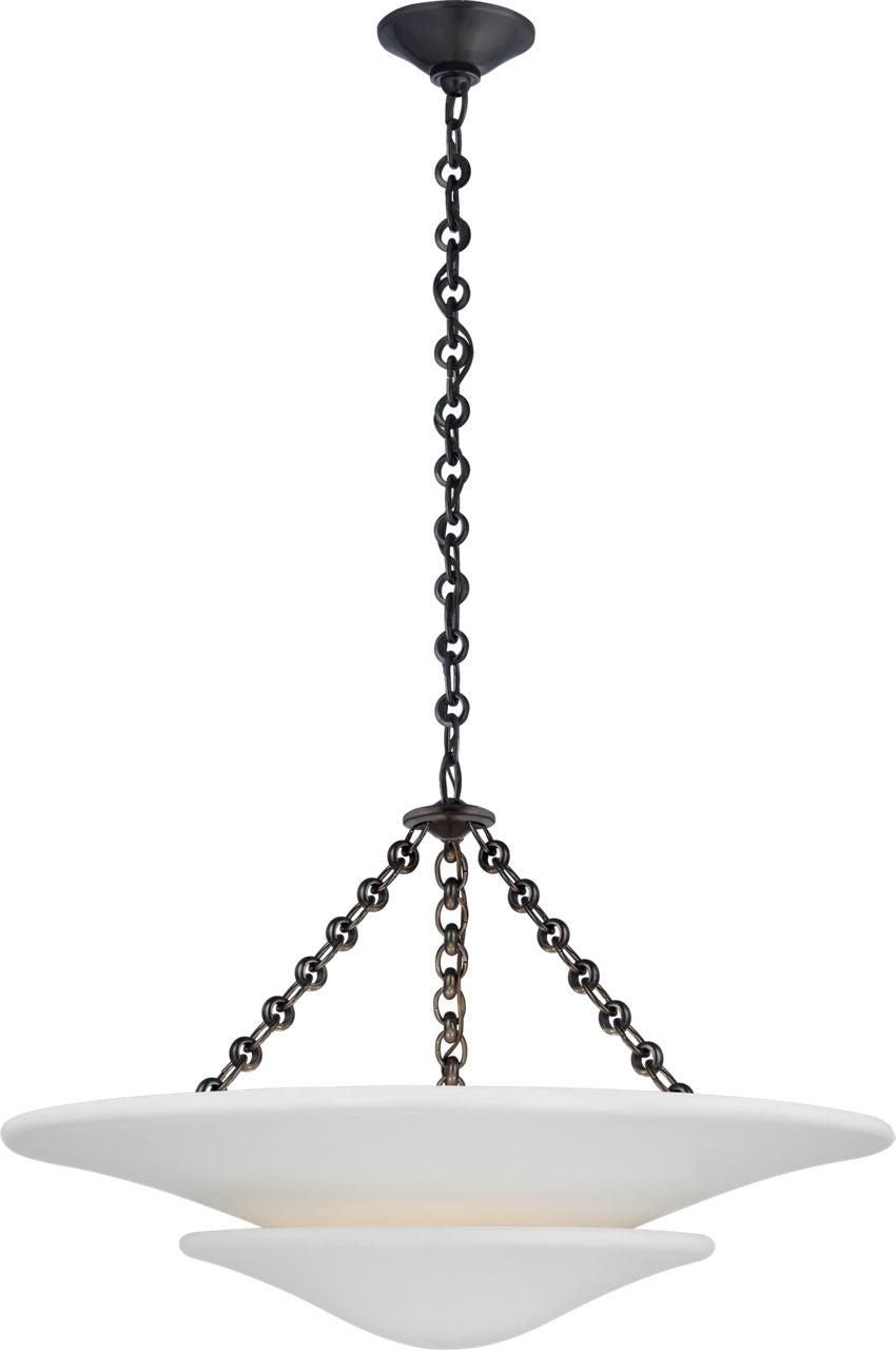Mollino Medium Tiered Chandelier | Bronze | Plaster White Shade