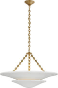 Mollino Medium Tiered Chandelier | Hand-Rubbed Antique Brass | Plaster White Shade