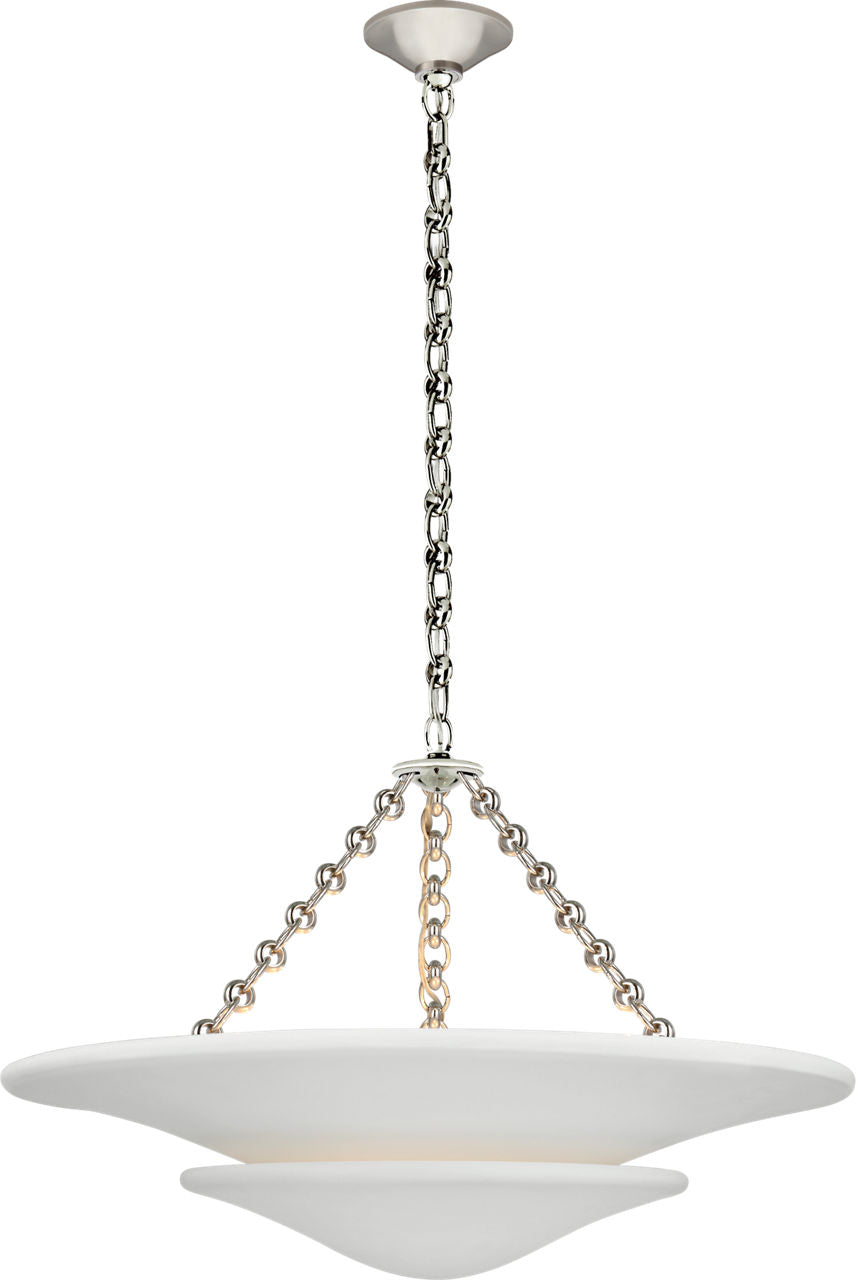 Mollino Medium Tiered Chandelier | Polished Nickel | Plaster White Shade