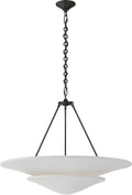 Mollino Large Tiered Chandelier | Bronze | Plaster White Shade