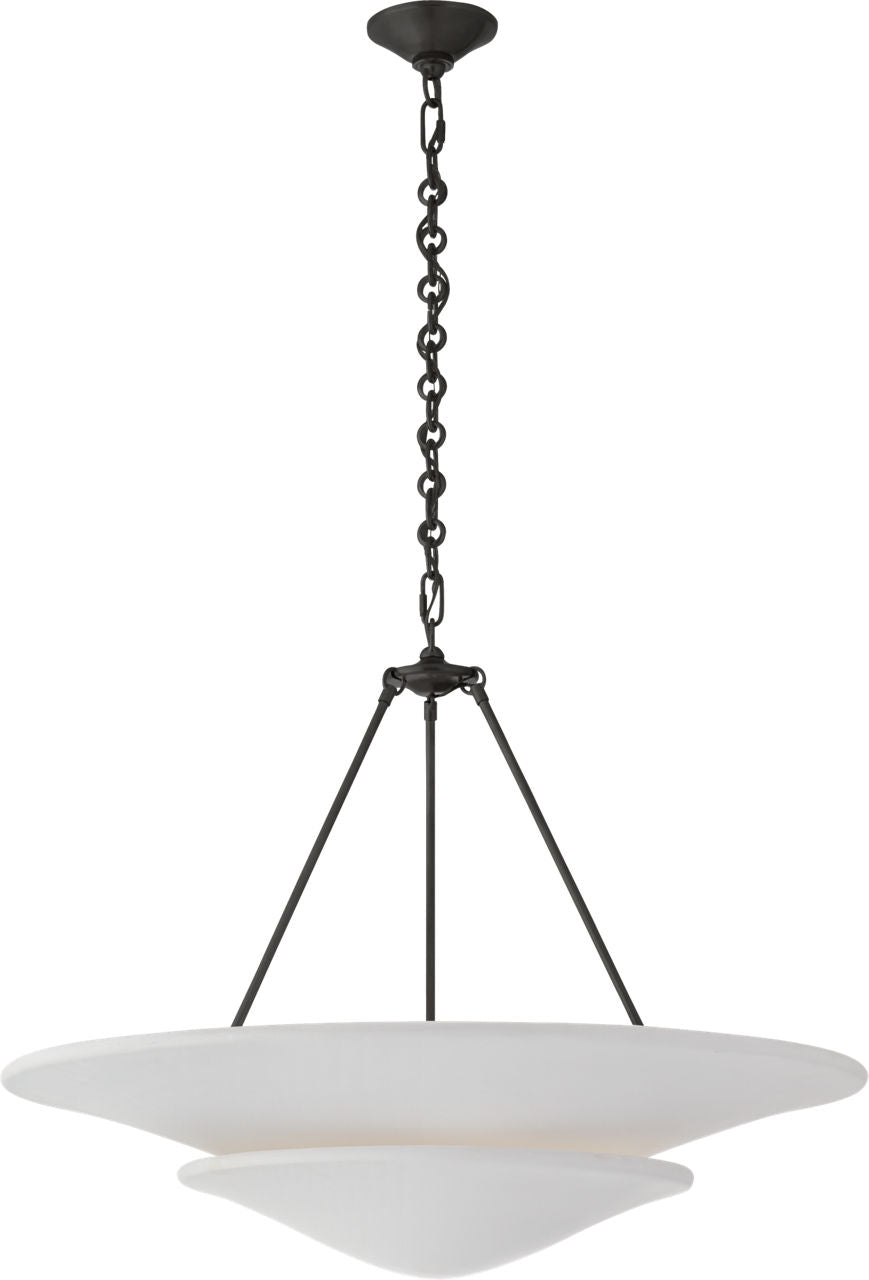 Mollino Large Tiered Chandelier | Bronze | Plaster White Shade