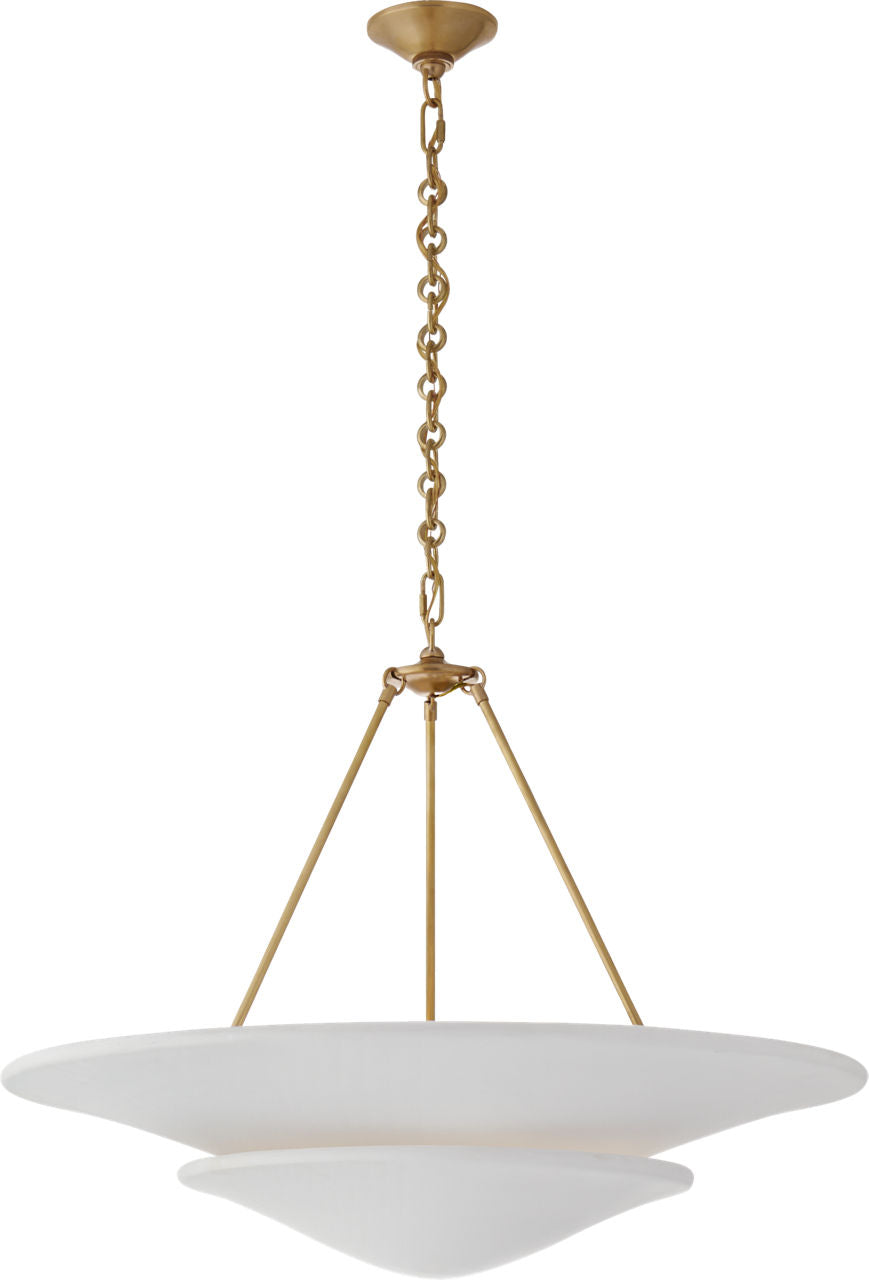 Mollino Large Tiered Chandelier | Hand-Rubbed Antique Brass | Plaster White Shade