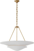 Mollino Large Tiered Chandelier | Hand-Rubbed Antique Brass | Plaster White Shade