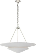 Mollino Large Tiered Chandelier | Polished Nickel | Plaster White Shade