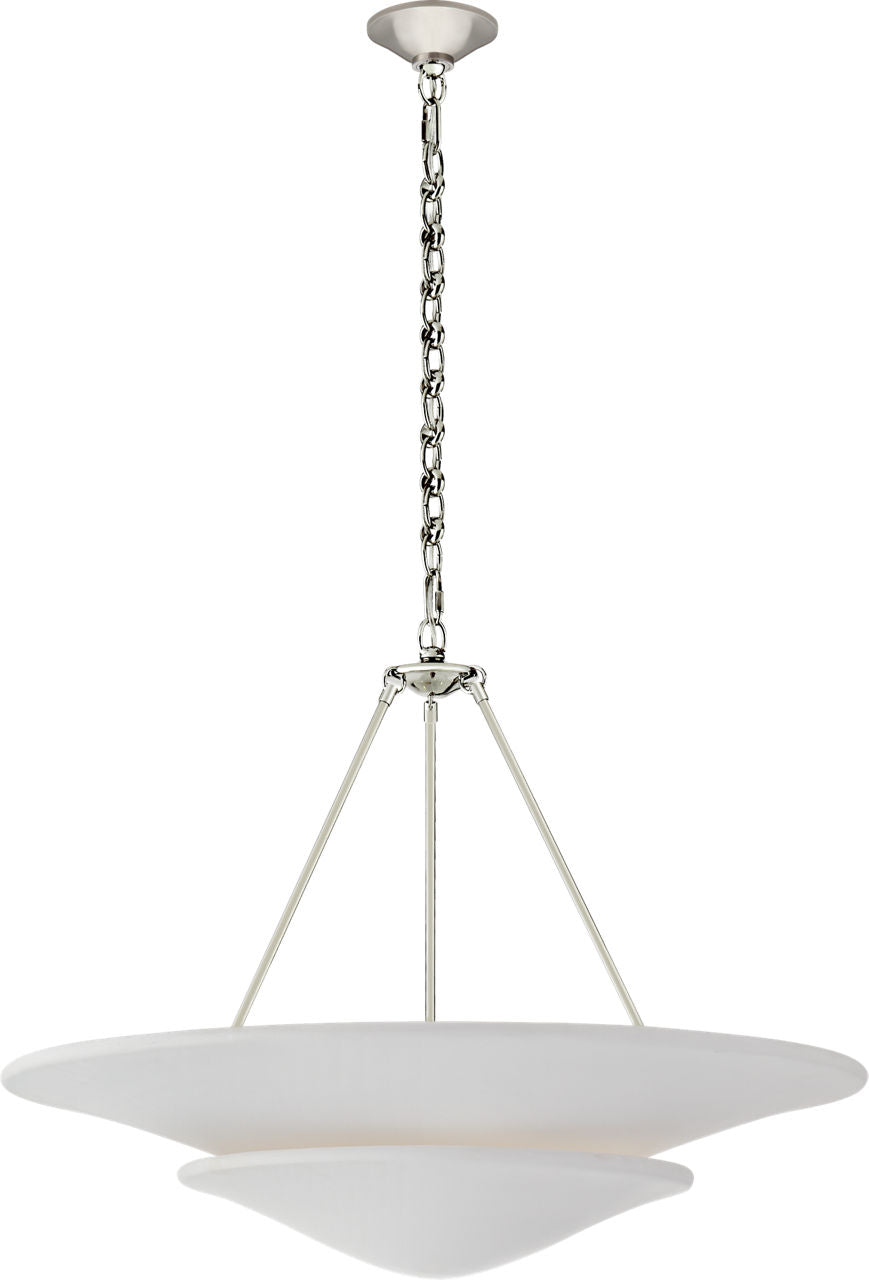 Mollino Large Tiered Chandelier | Polished Nickel | Plaster White Shade