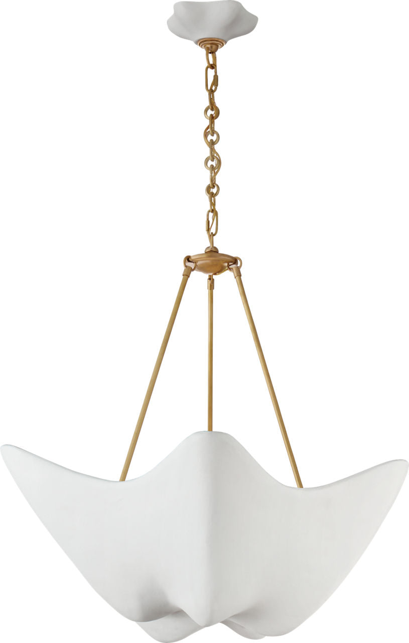Cosima Medium Chandelier | Hand-Rubbed Antique Brass | Plaster White Shade