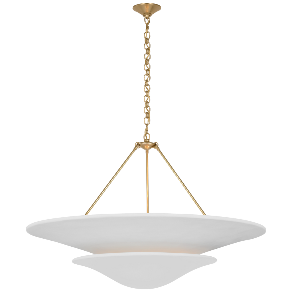 Mollino 40" Chandelier | Hand-Rubbed Antique Brass | Plaster White Shade