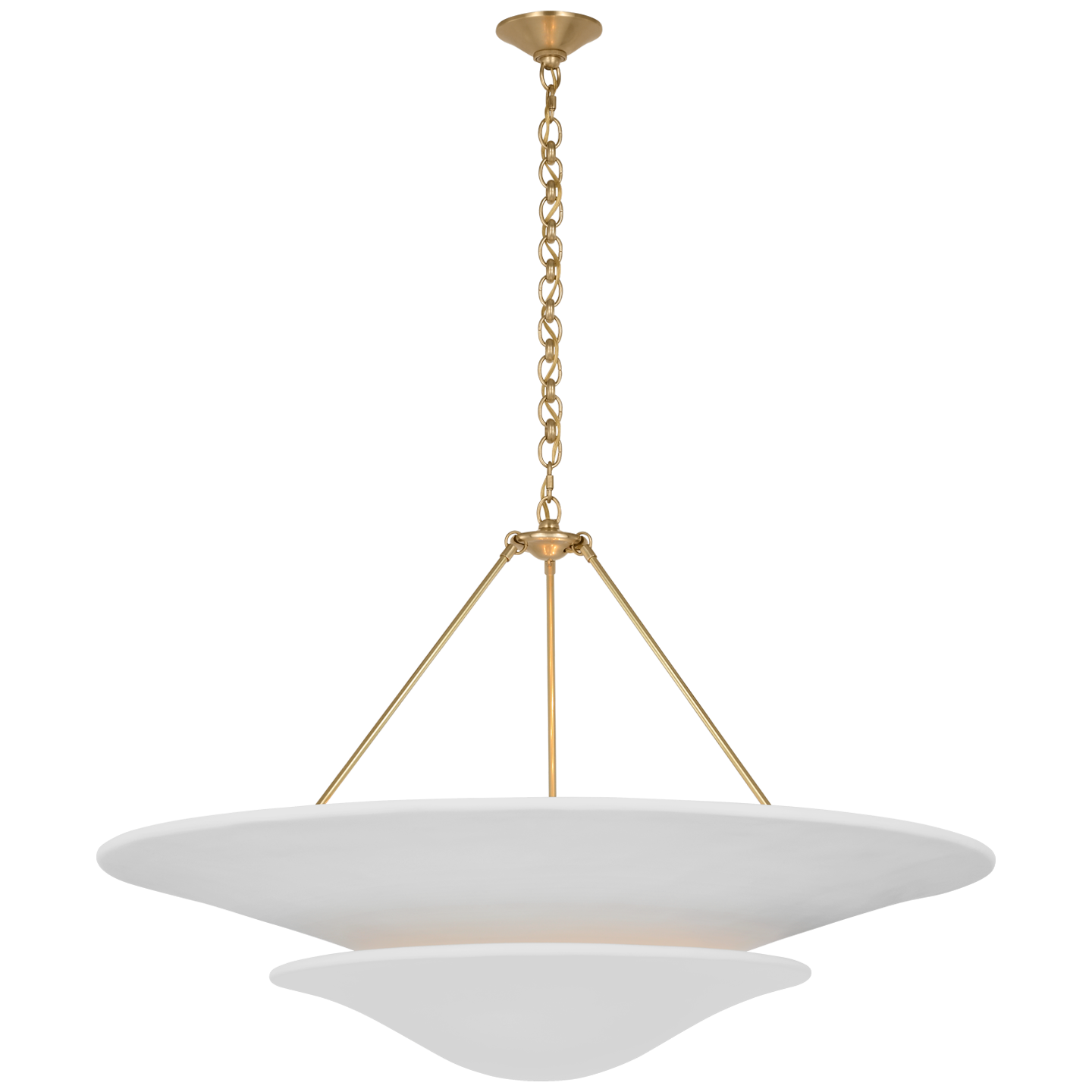 Mollino 40" Chandelier | Hand-Rubbed Antique Brass | Plaster White Shade