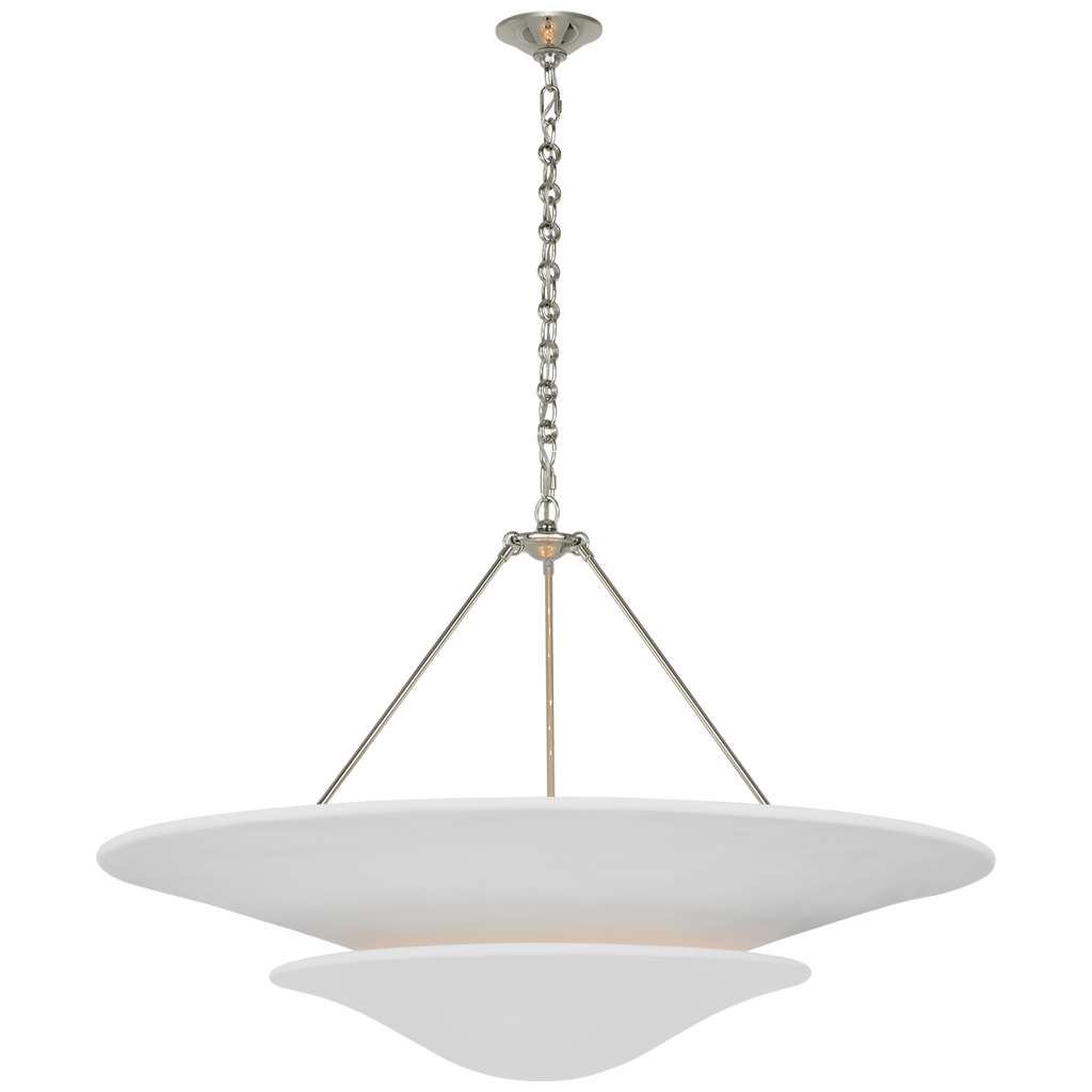 Mollino 40" Chandelier | Polished Nickel | Plaster White Shade