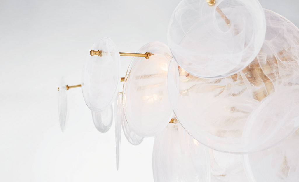 Loire Large Chandelier | Gild | White Strie Glass