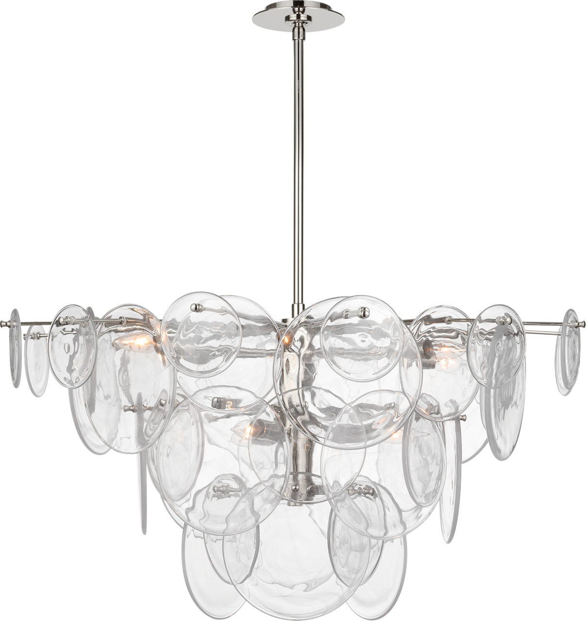 Loire Large Chandelier | Polished Nickel | Clear Strie Glass