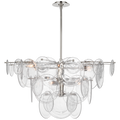 Loire Large Chandelier | Polished Nickel | Clear Strie Glass