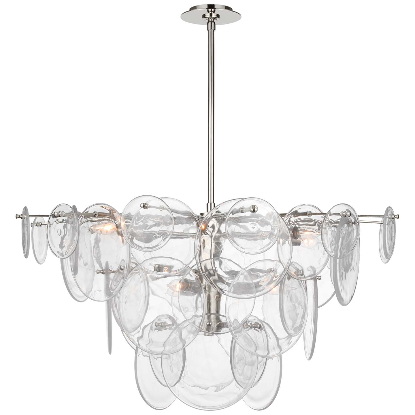 Loire Large Chandelier | Polished Nickel | Clear Strie Glass