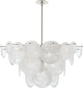 Loire Large Chandelier | Polished Nickel | White Strie Glass