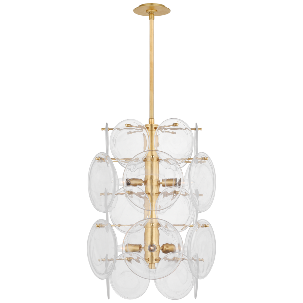 Loire Medium Barrel Chandelier | Gild | Clear Strie Glass