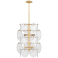 Loire Medium Barrel Chandelier | Gild | Clear Strie Glass