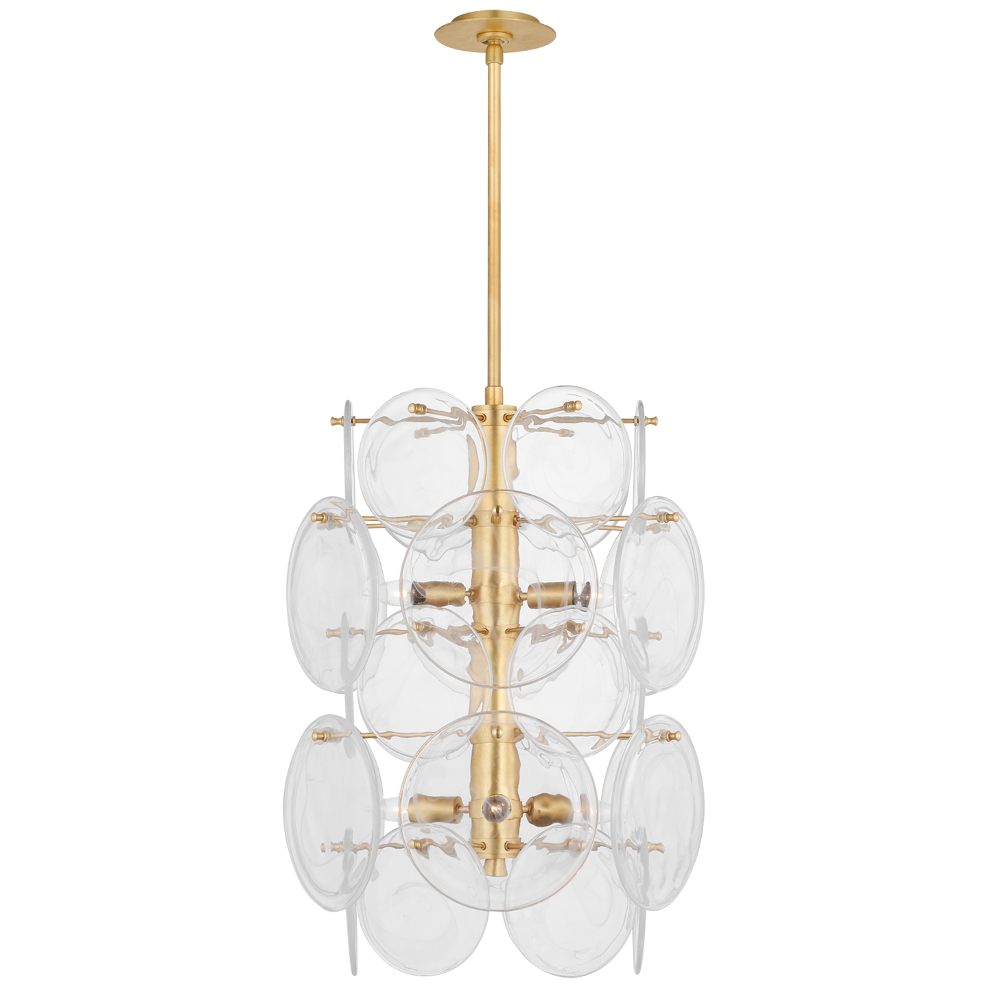 Loire Medium Barrel Chandelier | Gild | Clear Strie Glass