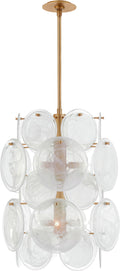 Loire Medium Barrel Chandelier | Gild | White Strie Glass
